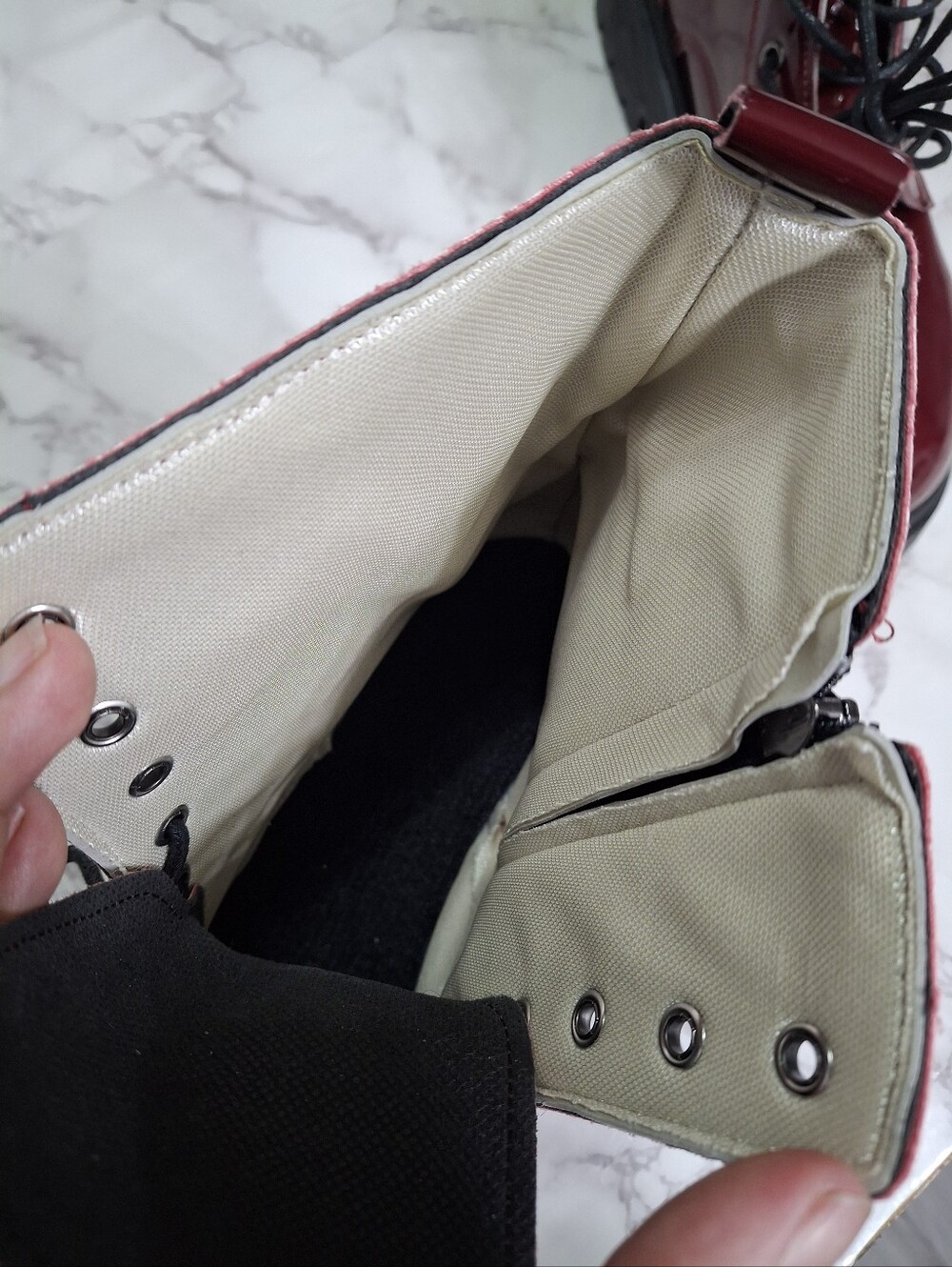 Burgundy Patent Combat Boots - Picture 7 of 7